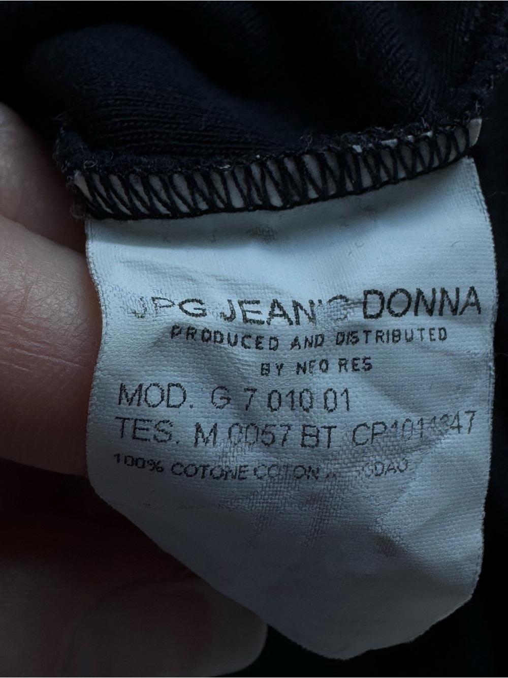 VNTG! Jean Paul Gaultier JPG Jean’s Donna Black Cotton Long Sleeve Top Size M - Picture 7 of 8